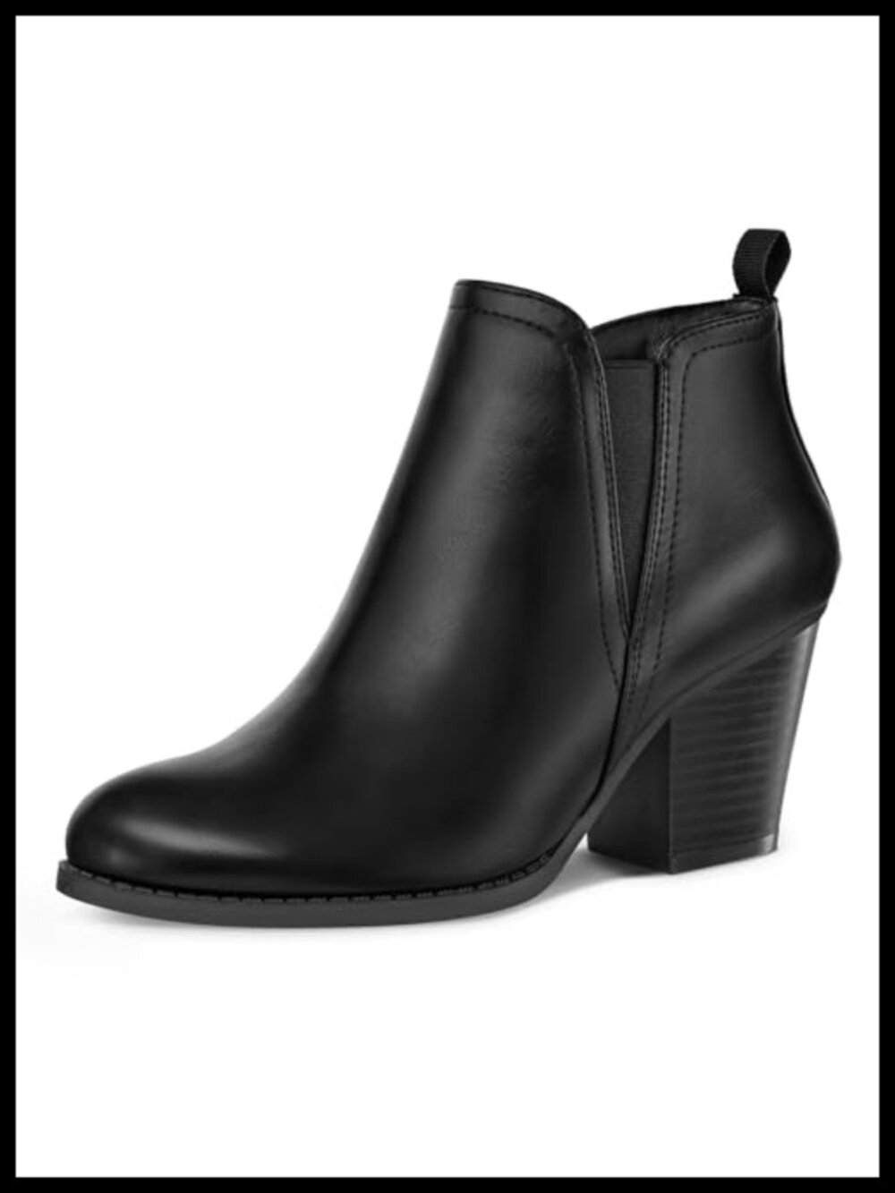 Women's Ankle Boots Stacked Chunky Heel Booties with Side Zipper